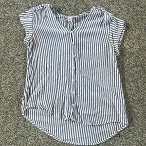 Liz Claiborne Blue and White Striped Button Down Shirt